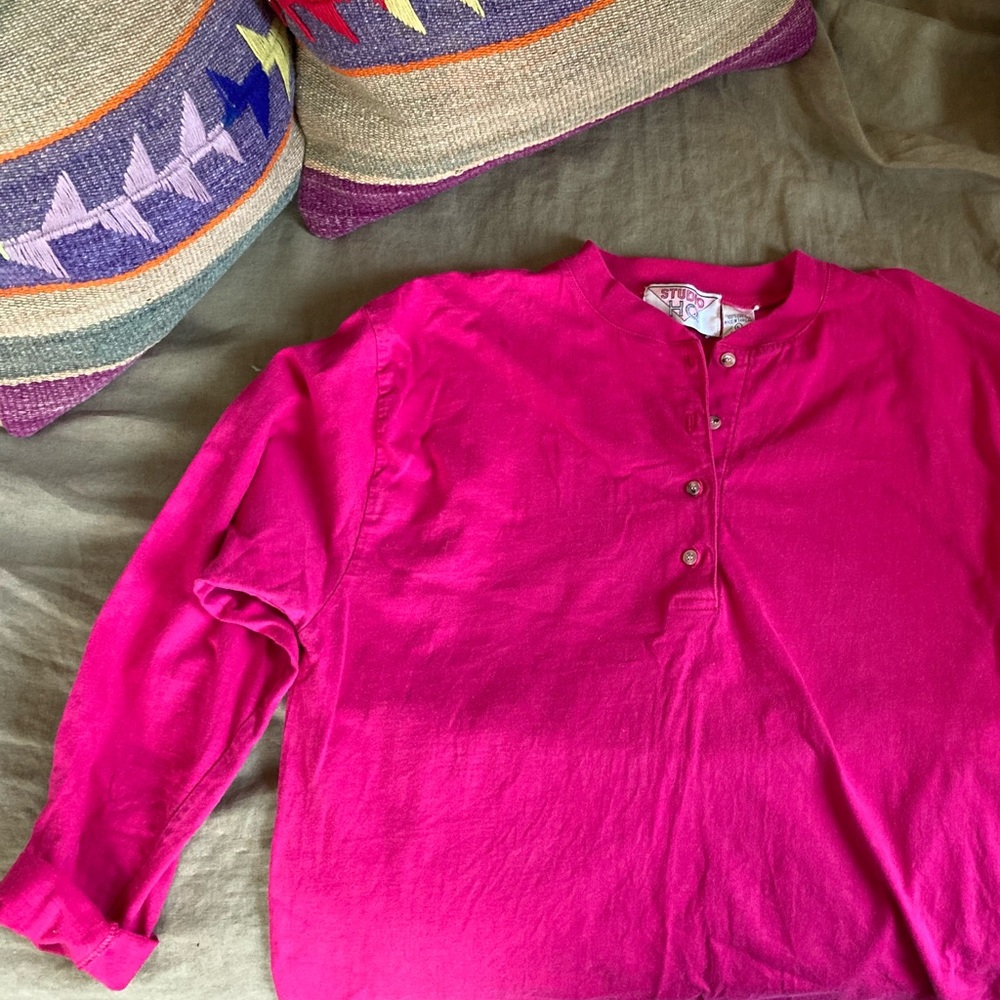 vintage magenta cotton henley